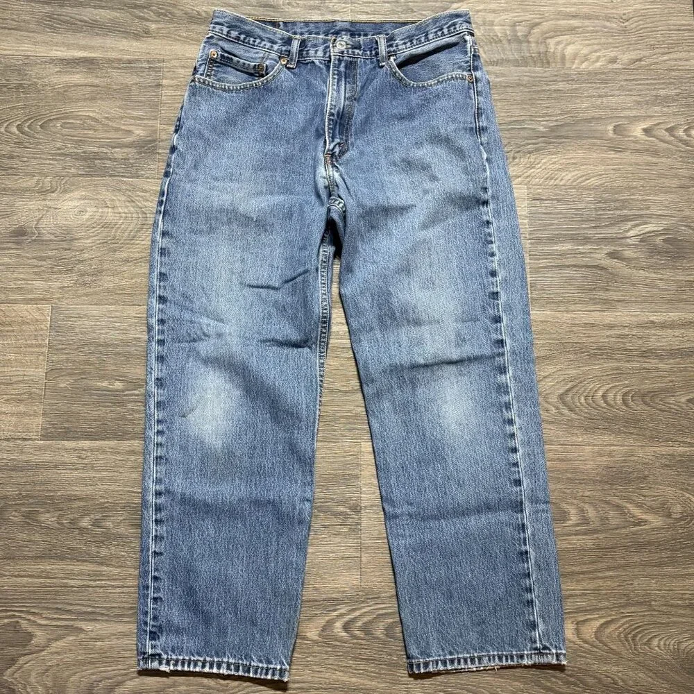 Levis Mens 550 Relaxed Fit Jeans 34x30 Medium Wash Denim Straight Leg 00s
